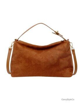 Suede Hobo Bag Slouchy Tote Handbag Adjustable Strap